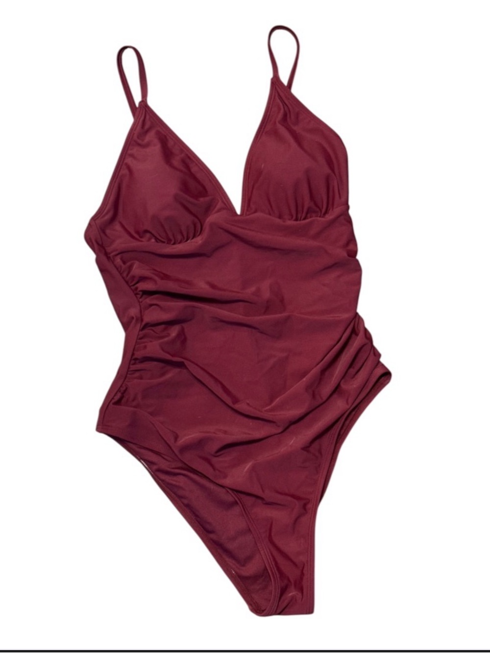 Cupshe Burgundy Ruched One-Piece Swimsuit Size Medium NWT
